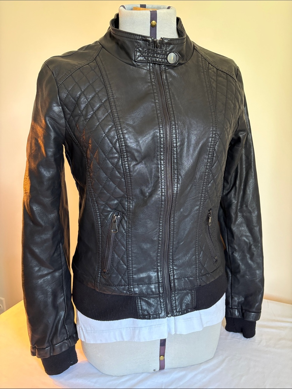 Ci Sono Quilted Faux Leather Jacket